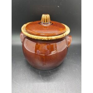 HULL Brown drip lidded sugar bowl with  no chips or cracks vintage